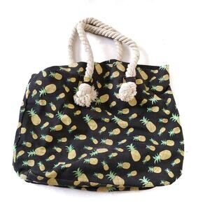 Large Pineapple Print Canvas Tote Bag Lined